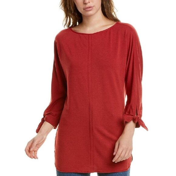 Max Studio Women's Tie Sleeve French Terry Tunic - Picture 2 of 4